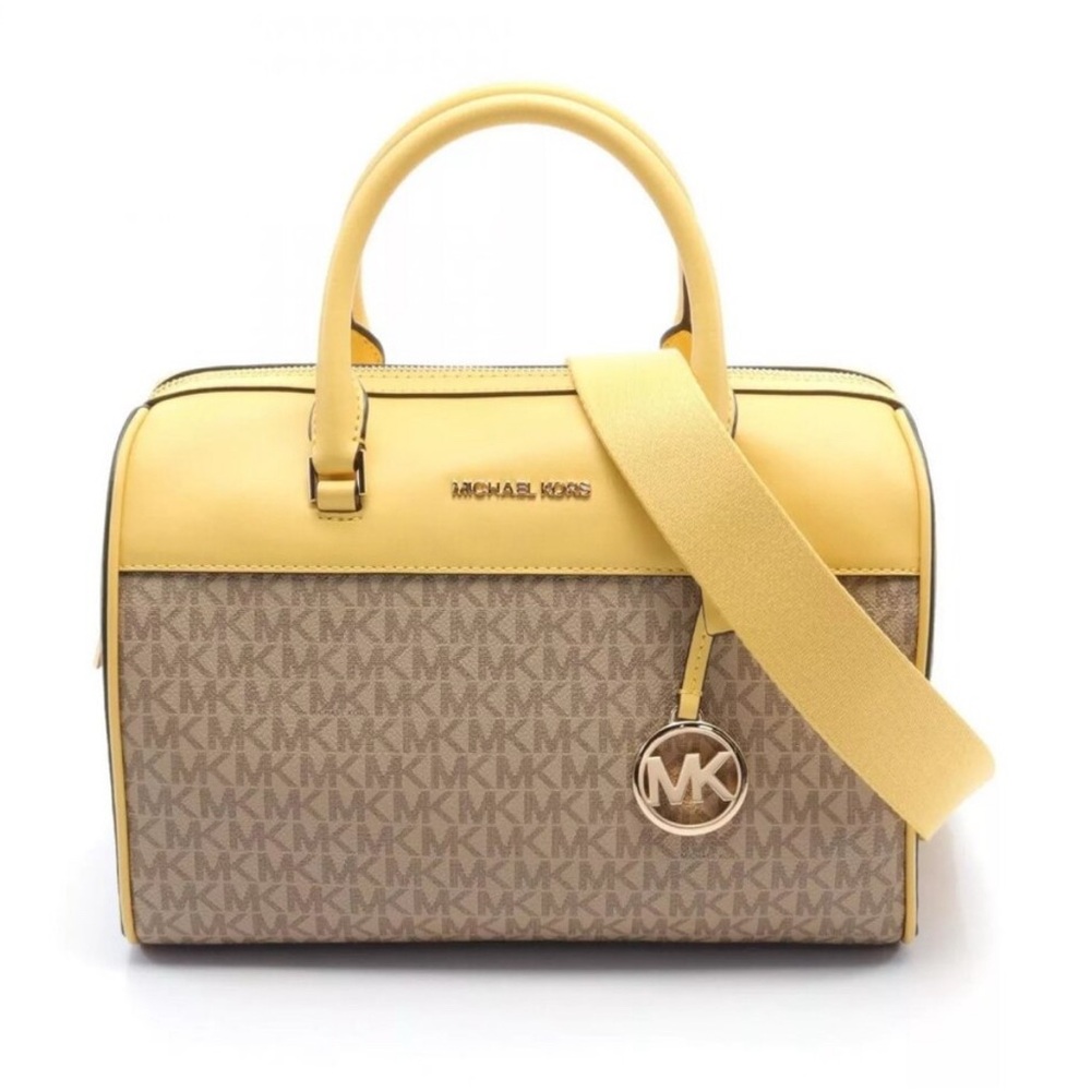 Michael Kors Jet set travel 2-way Hand bag 35S3GTFU2B canvas leather Yellow Used